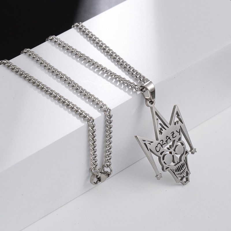 Z Vòng cổ Thép Titan Không Gỉ Mặt Hình Đầu Lâu Phong Cách Punk Hip Hop Thời Trang Cho Nam Và Nữ