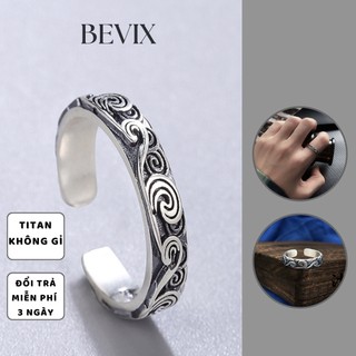 Nhẫn nam titan không gỉ Vân Mây Cloudy Ring BEVIX họa tiết đám mây cổ điển vintage - Nhẫn Vân Mây