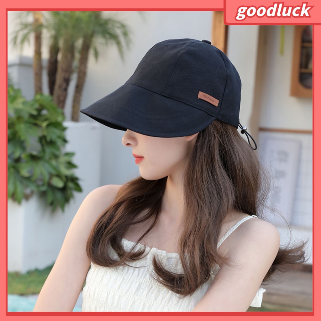 Mũ Chống Nắng Cotton Pha Mềm Mại Chống Tia UV Có Dây Rút Vành Rộng Có Thể Điều Chỉnh Được