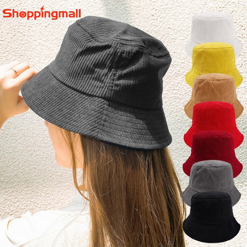 Mũ Bucket Nhung Màu Trơn Phong Cách Harajuku Cổ Điển Thời Trang Xuân Thu Cho Nam Và Nữ