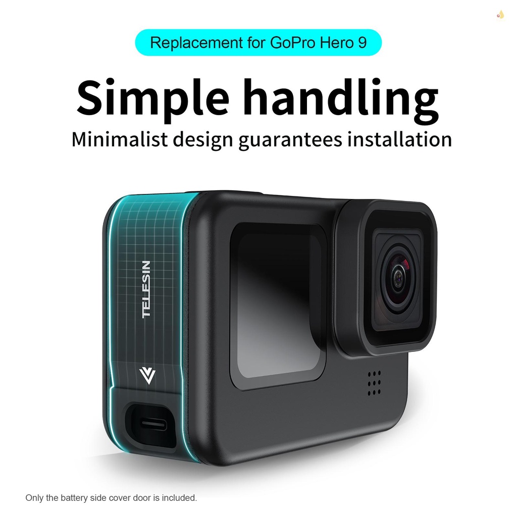 TELESIN Vỏ Bảo Vệ Pin Bằng Hợp Kim Nhôm Tel Resin GP-C-902 Có Cổng Sạc Thay Thế Cho 9