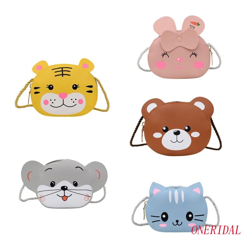 Túi Đeo Chéo Mini Bằng Da PU Hình Động Vật Dễ Thương Dành Cho Các Bé