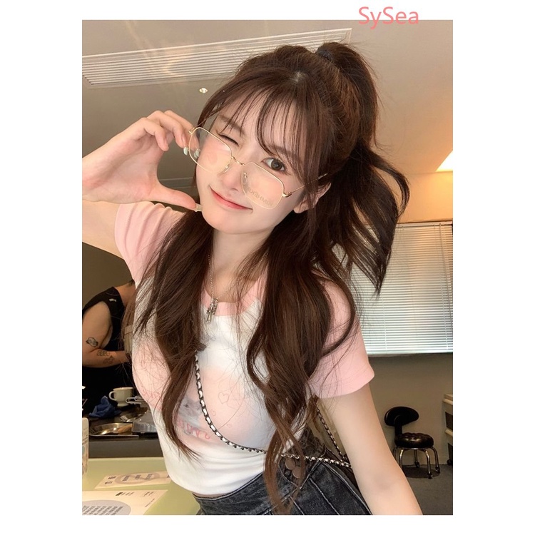 Áo Croptop In Hình Trái Tim Phong Cách Hàn Quốc Cho Nữ