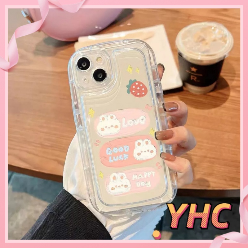 Ốp lưng iphone Vỏ xà phòng giảm xóc trong suốt của dâu tây thỏ màu hồngCho iPhone 6 / 6S / 6splus / se / 7 / 7plus / 8 / 8plus / X / xs / xsmax / 11 / 12 / 13 / 14 / Plus / pro / pro max-403