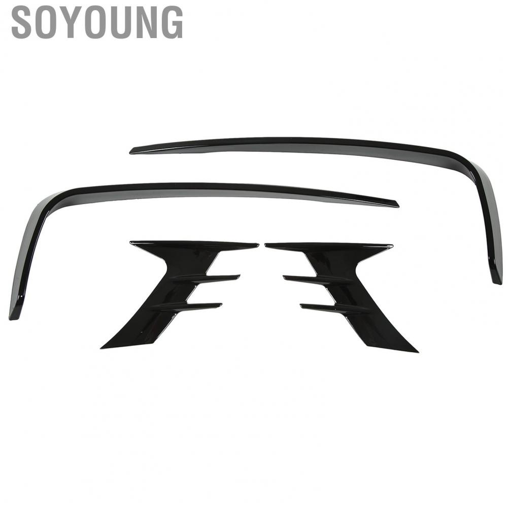 Soyoung Fog Lamp Eyebrow Frame Scratch Resistant Racing Style Glossy Black Aerodynamic Protective Wearproof Front Light Trim for