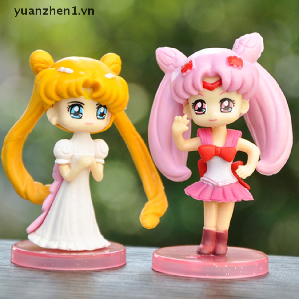 Bộ 4 Đồ trang trí Nhân Vật Hoạt Hình Thủy Thủ Mặt Trăng 3D Bằng PVC