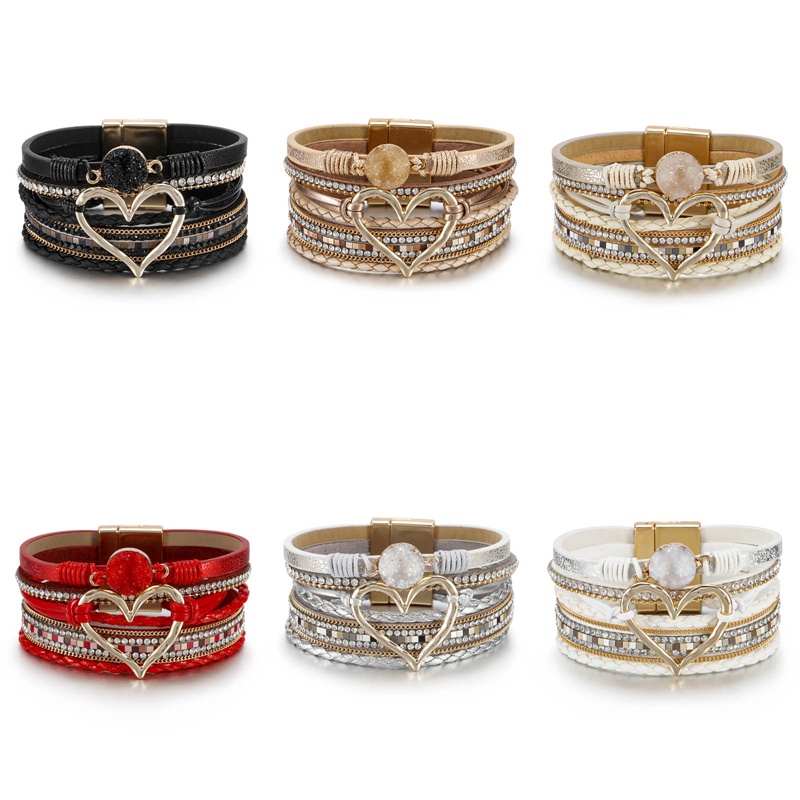 Vòng Tay Da Bản To Đính Đá Mắt Quỷ Phong Cách Bohemian