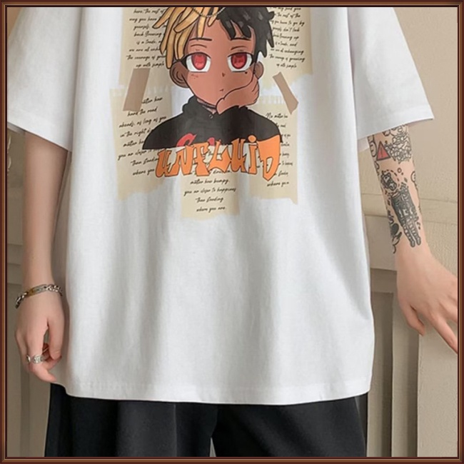 Áo Thun Tay Ngắn Cổ Tròn In Họa Tiết Hoạt Hình Phong Cách Retro Thời Trang Mùa Hè Cho Nam