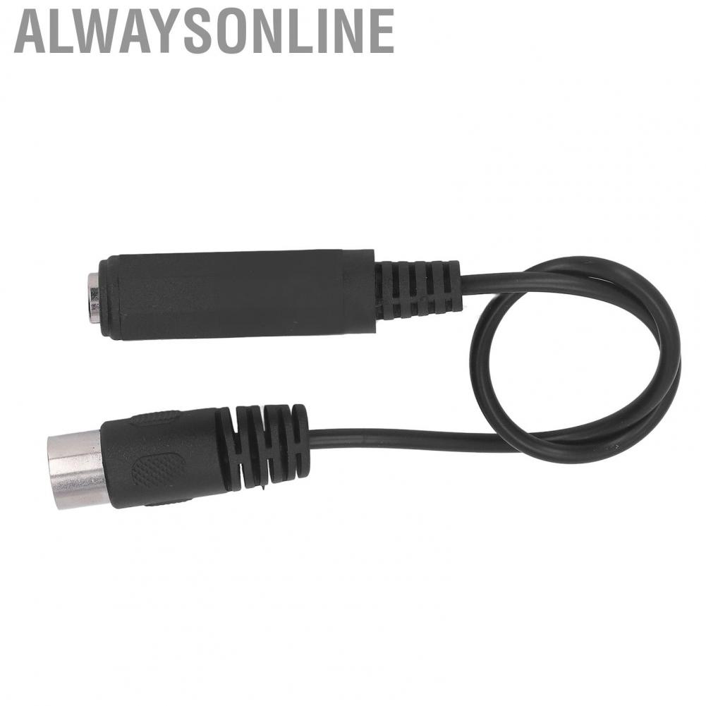 Alwaysonline 6.35mm Female To 5pin MIDI Adapter Cable  5 Pin 1 Ft 1ft Long Plastic Metal for DVD Players MP3