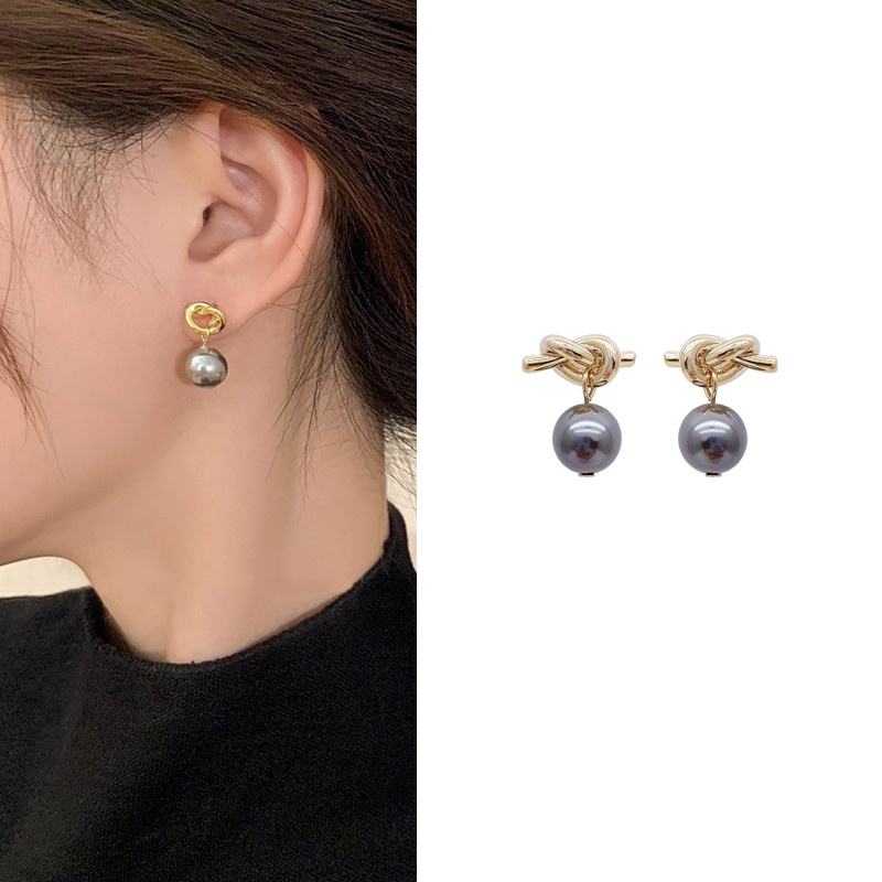 Bông Tai Ngọc Trai Xám Cao Cấp Thời Trang Mới 2023 Dành Cho Nữ