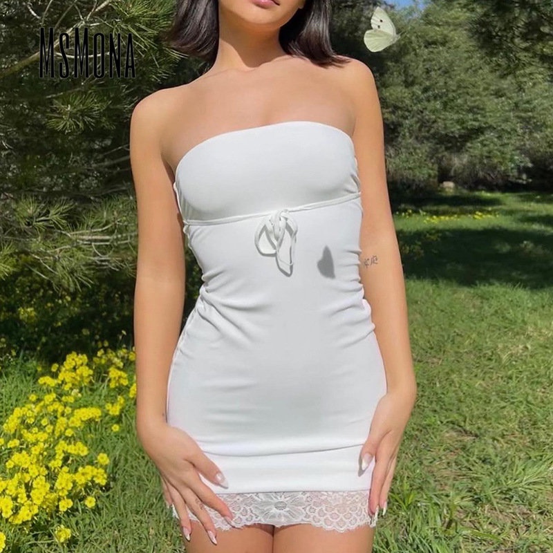 Đầm Không Tay Hở Vai Màu Trơn Dáng Ôm Thời Trang 2023 Dành Cho Nữ