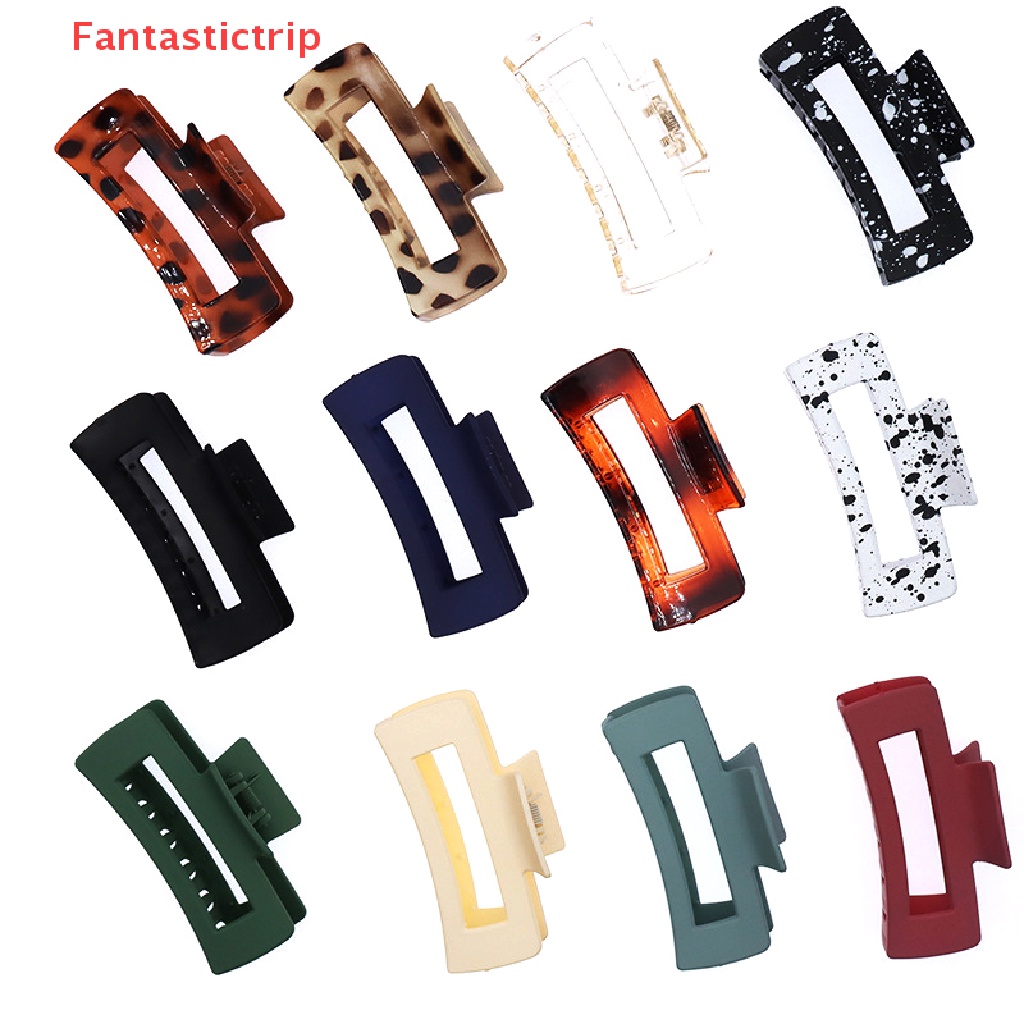 Kẹp Tóc Càng Cua Lớn Bằng Nhựa Màu Trơn Thanh Lịch Cho Nữ