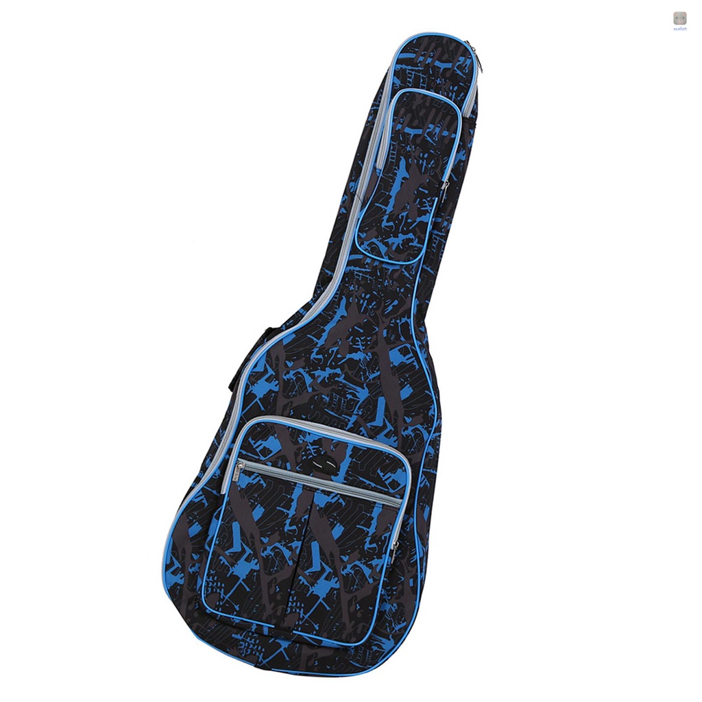 Túi Đựng Đàn Guitar 41Inch 600D Bằng Vải Oxford Chống Nước Thêu Họa Tiết Màu Xanh Rằn Ri