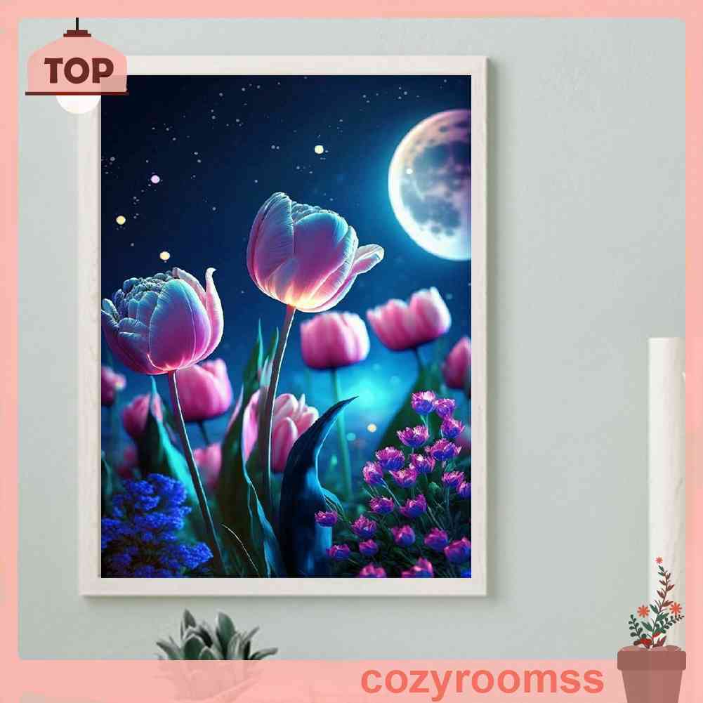 Tranh Đính Đá Kim Cương Toàn Bộ 5D DIY Hình Vẽ Hoa Tulip