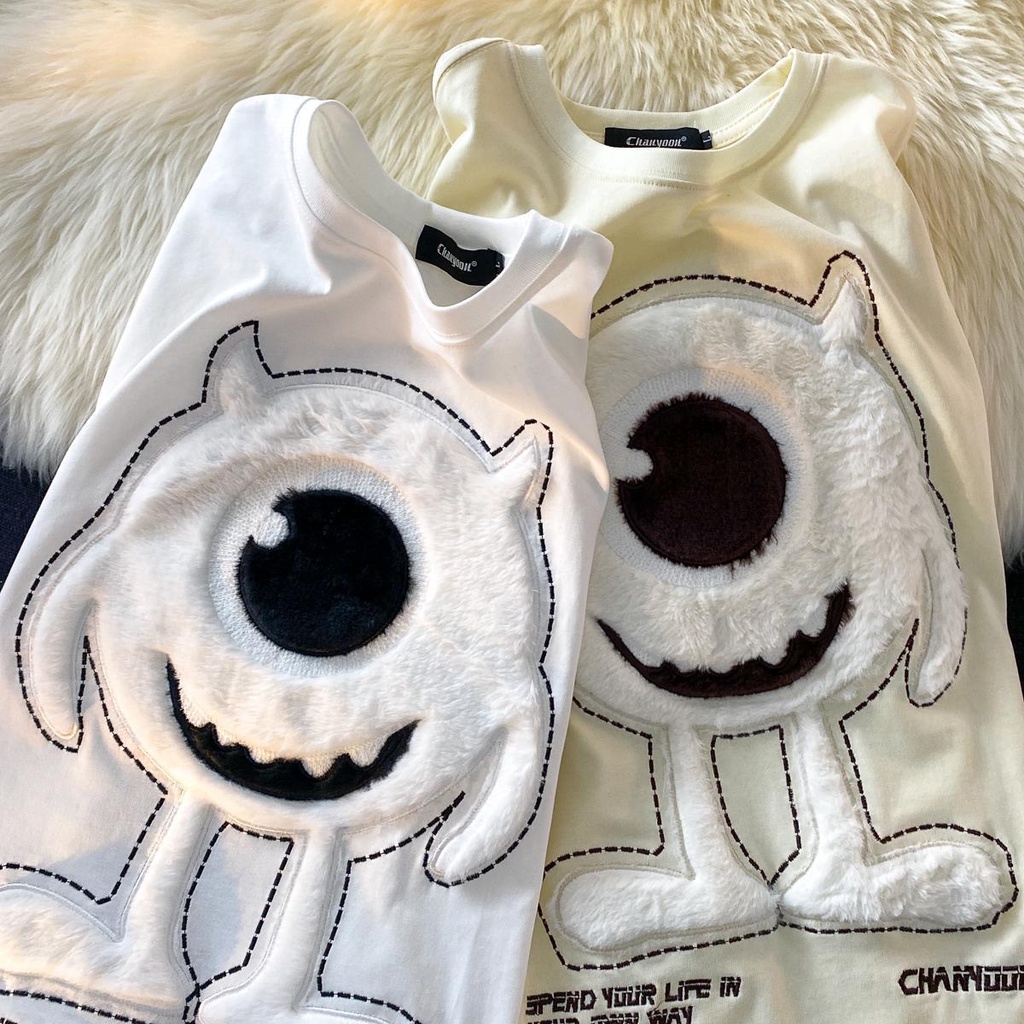 Áo Thun Ngắn Tay Dáng Rộng In Hoạt Hình Kiểu Nhật Bản Dễ Thương Cho Các Cặp Đôi