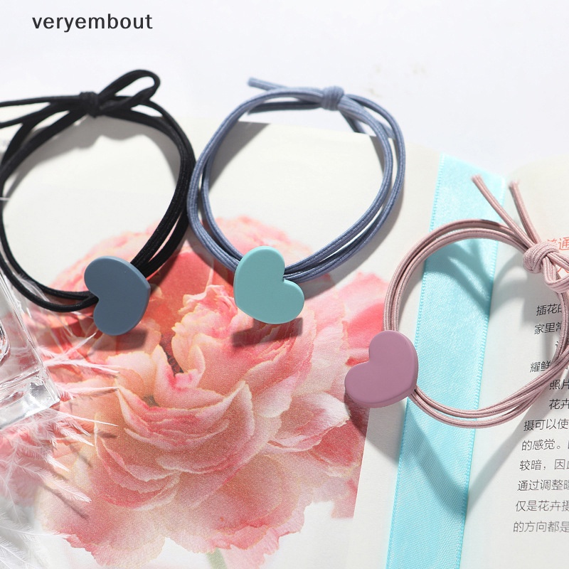 Dây Buộc Tóc Cao Su Co Giãn Hình Nơ Trái Tim Phong Cách Hàn Quốc Cho Nữ