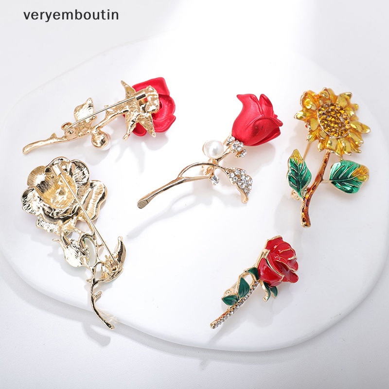 Ghim Cài Áo Hợp Kim Hình Hoa Hồng Đính Ngọc Trai Thanh Lịch Cho Nữ