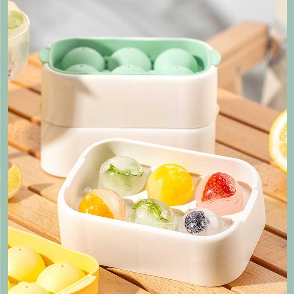 Khuôn Làm Đá Hình Tròn 6 Ngăn Bằng Silicone Kèm Băng Keo Dán Tiện Dụng