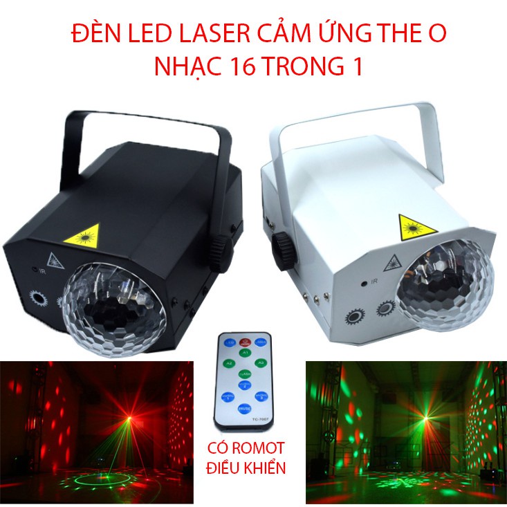 Đèn laser phòng bay ánh sáng laze cảm biến âm thanh - Kết hợp Đèn LED xoay 7 màu dùng trang trí vũ trường, phòng karaoke