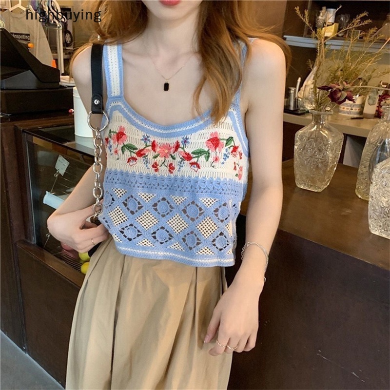 Áo Hai Dây Dệt Kim Dáng Rộng Thêu Họa Tiết Phong Cách Bohemia Cho Nữ