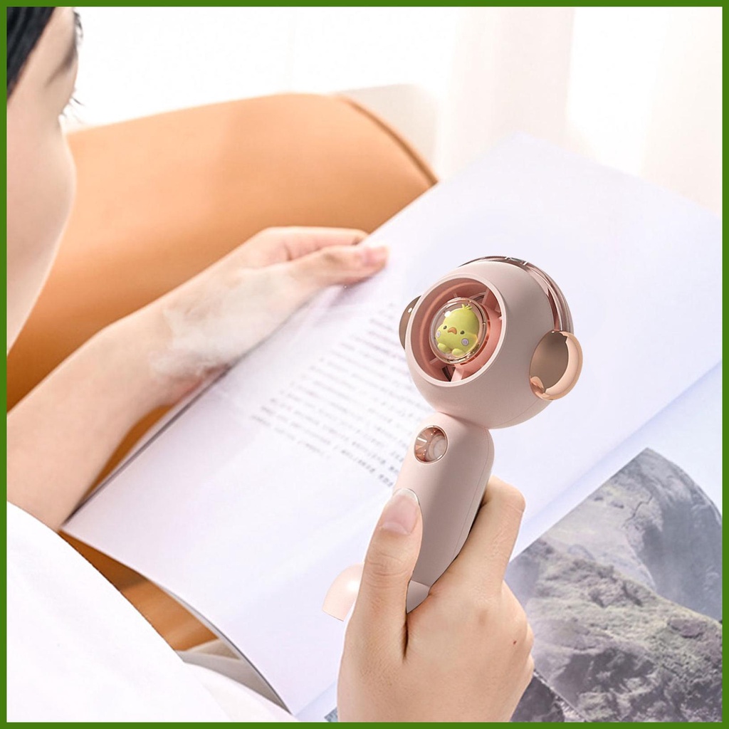 Quạt USB Cầm Tay Hình Chú Vịt Hoạt Hình Có Thể Sạc Lại Kèm Đế Cố Định 3 Cổng USB