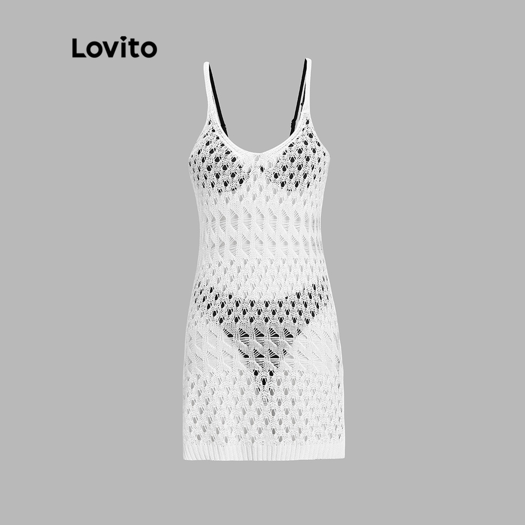Lovito Áo khoác lọt khe cơ bản trơn đơn giản cho nữ L50AD024 (Trắng)