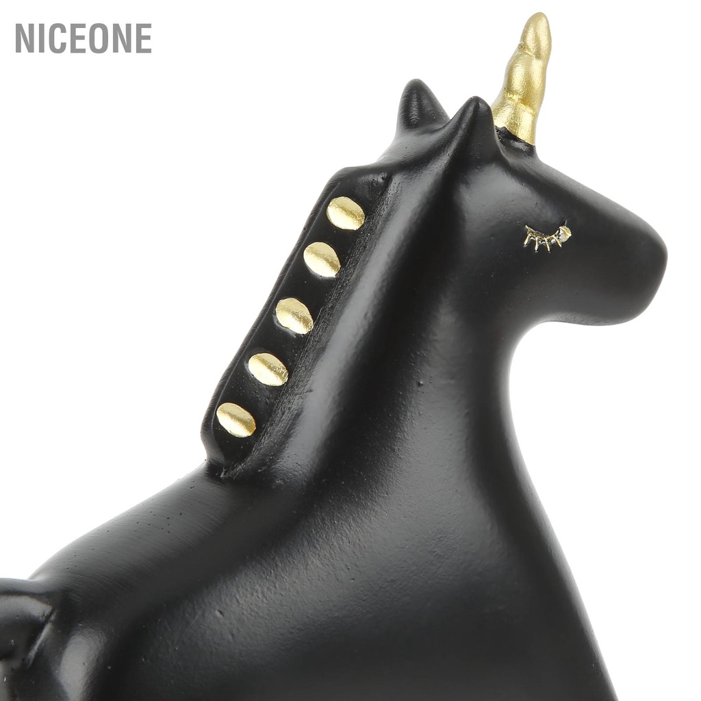 NiceOne  Tượng ngựa bập bênh màu đen nhỏ 13.5x4.5x14.5cm/5.3x1.8x5.7 Điêu khắc trang trí thủ công cho kệ phòng