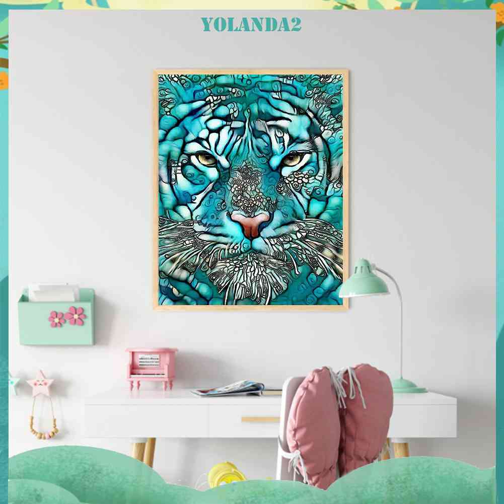 Bộ Tranh Đính Đá Mặt Kính Tròn Họa Tiết Động Vật Độc Đáo Trang Trí Nhà Cửa