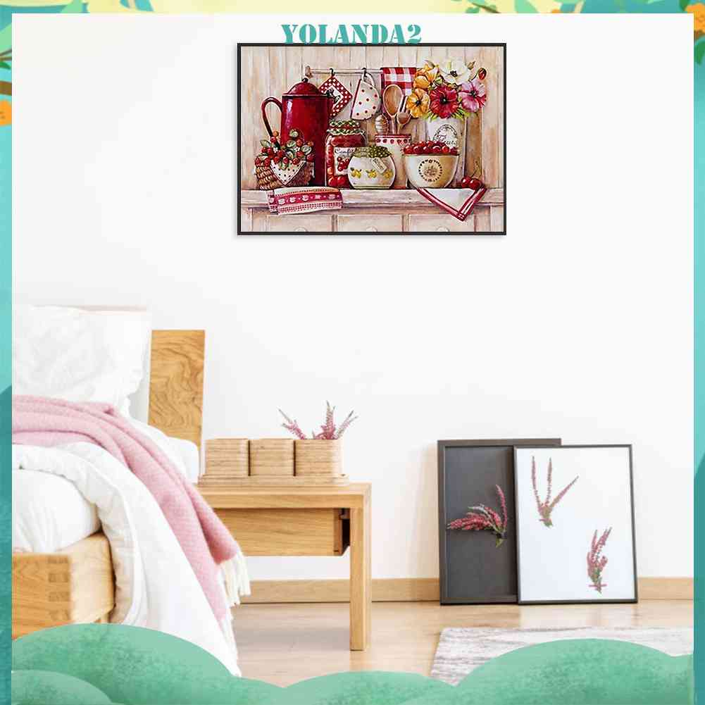 Tranh Đính Đá Kim Cương Toàn Bộ 5D DIY Hình Vẽ Nghệ Thuật Trang Trí Nhà Bếp