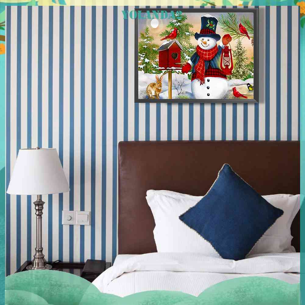 Tranh Đính Đá Kim Cương Toàn Bộ 5D DIY Hình Người Tuyết Giáng Sinh