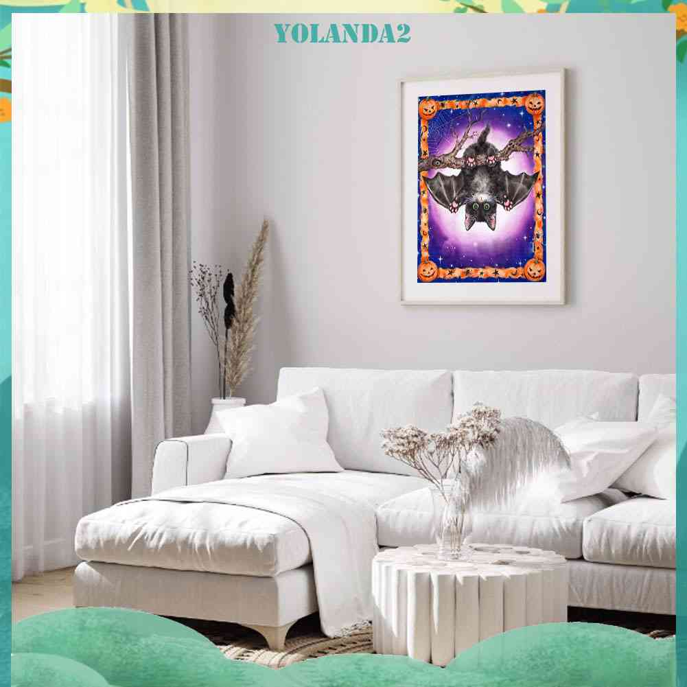 Tranh Đính Đá Kim Cương Toàn Bộ 5D DIY Hình Vẽ Mèo Dơi