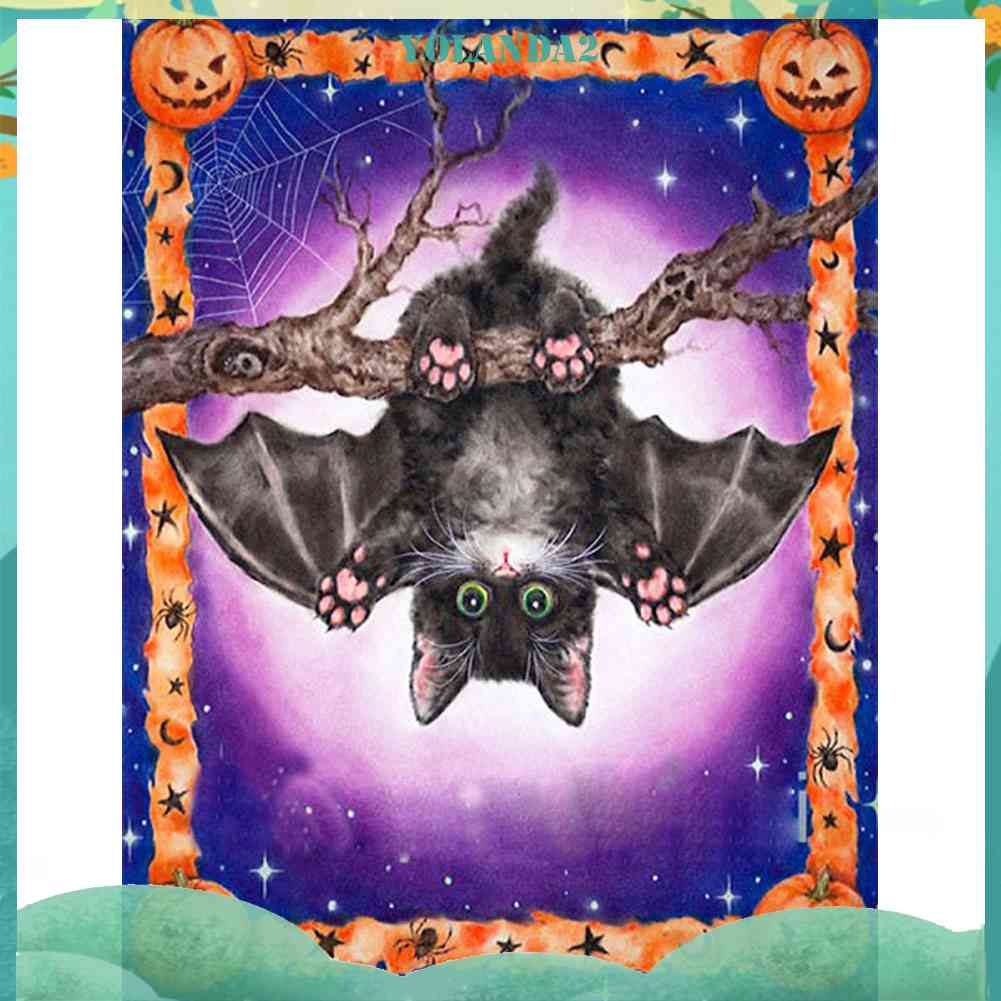 Tranh Đính Đá Kim Cương Toàn Bộ 5D DIY Hình Vẽ Mèo Dơi