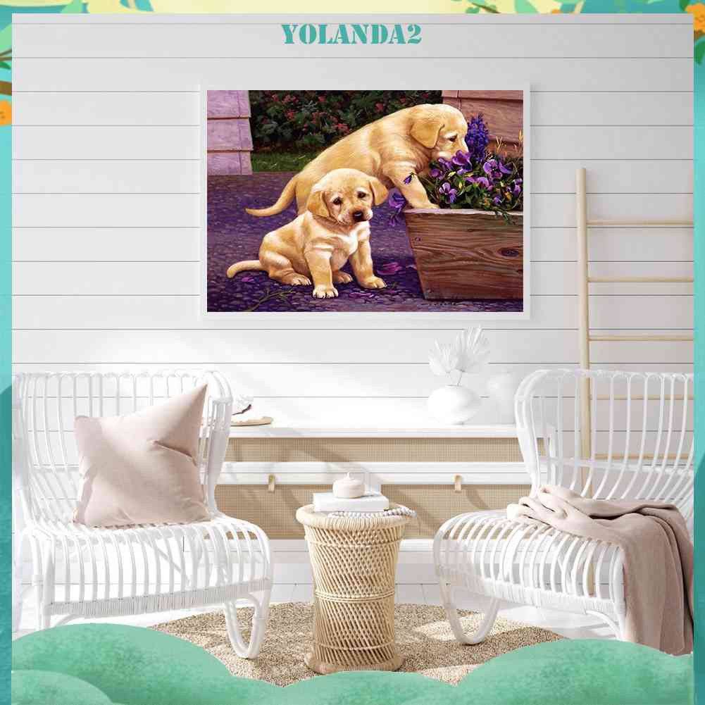 Bộ Tranh Đính Đá Toàn Bộ Họa Tiết Labrador Độc Đáo DIY Dùng Trang Trí Nhà Cửa