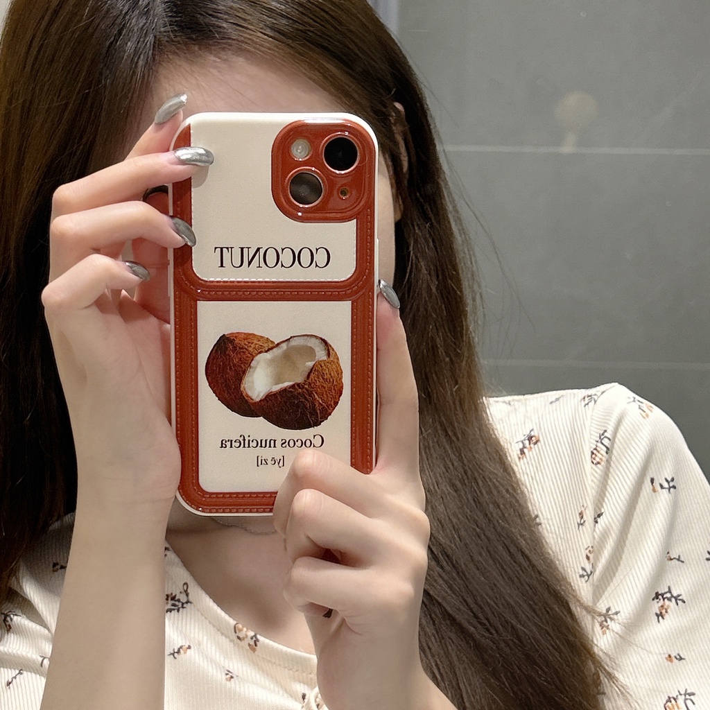 Ốp Điện Thoại TPU Dẻo Họa Tiết Trái Dừa Đơn Giản Chống Rơi Cho iPhone11 12 13 14 Pro Max