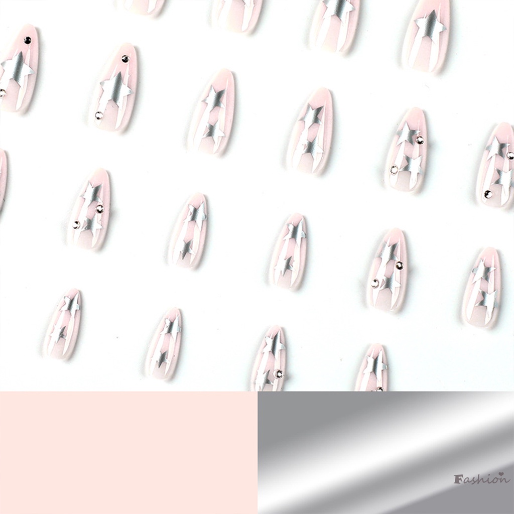 Móng Tay Giả Hình Ngôi Sao Màu Bạc Quyến Rũ