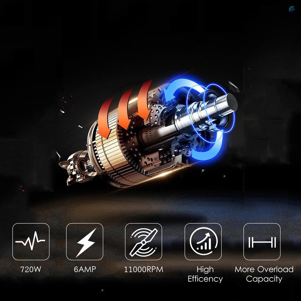 Máy Mài Góc 6-Amp 720W 4-1 / 2 &quot;/ 5 '' Với Bánh Xe Và Tay Cầm Phụ Kiện Cho Máy Mài