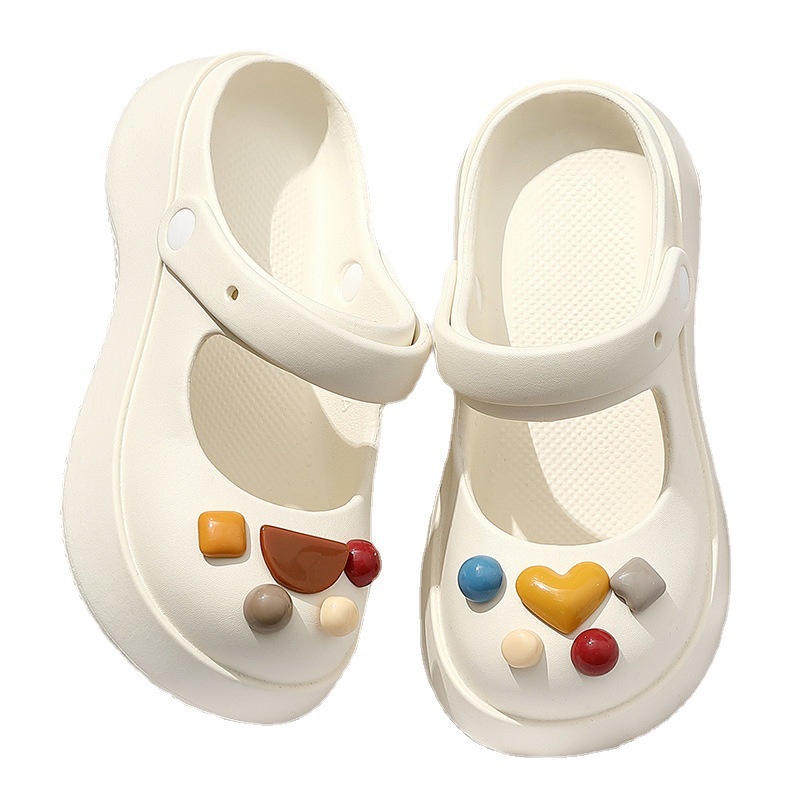 Dép Bít Mũi Đế Dày Đục Lỗ Họa Tiết Hoạt Hình Dễ Thương Thời Trang Mùa Hè Cho Nữ