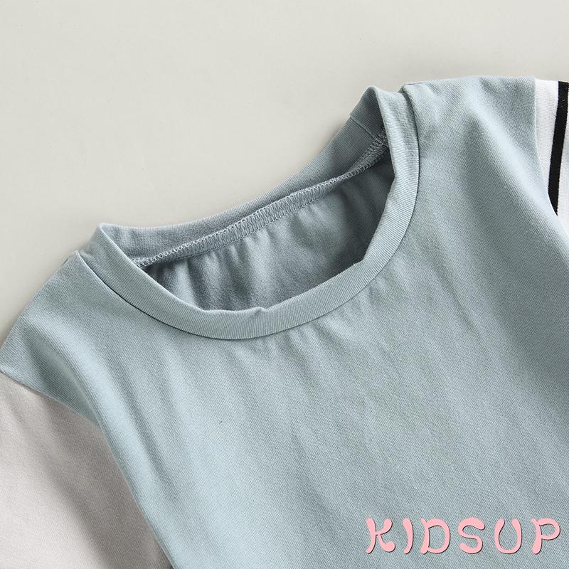 Set Đồ 2 Món Gồm Áo Thun Tay Cộc Màu Sắc Tương Phản + Quần Ngắn Cho Bé Trai