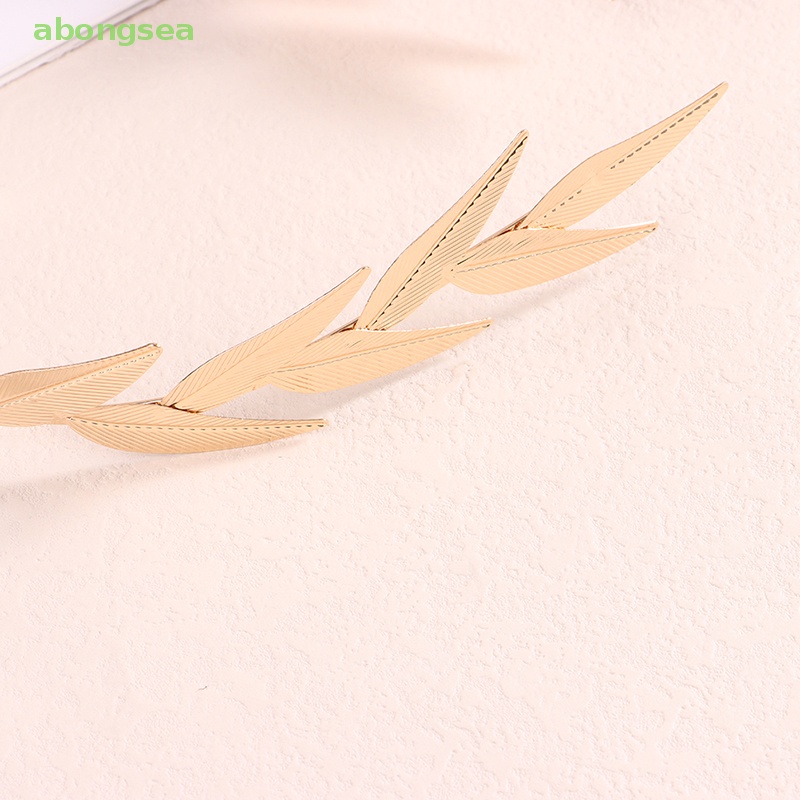 Abongsea Băng Đô Cài Tóc Hình Lá Bằng Kim Loại Màu Vàng Thanh Lịch Cho Cô Dâu