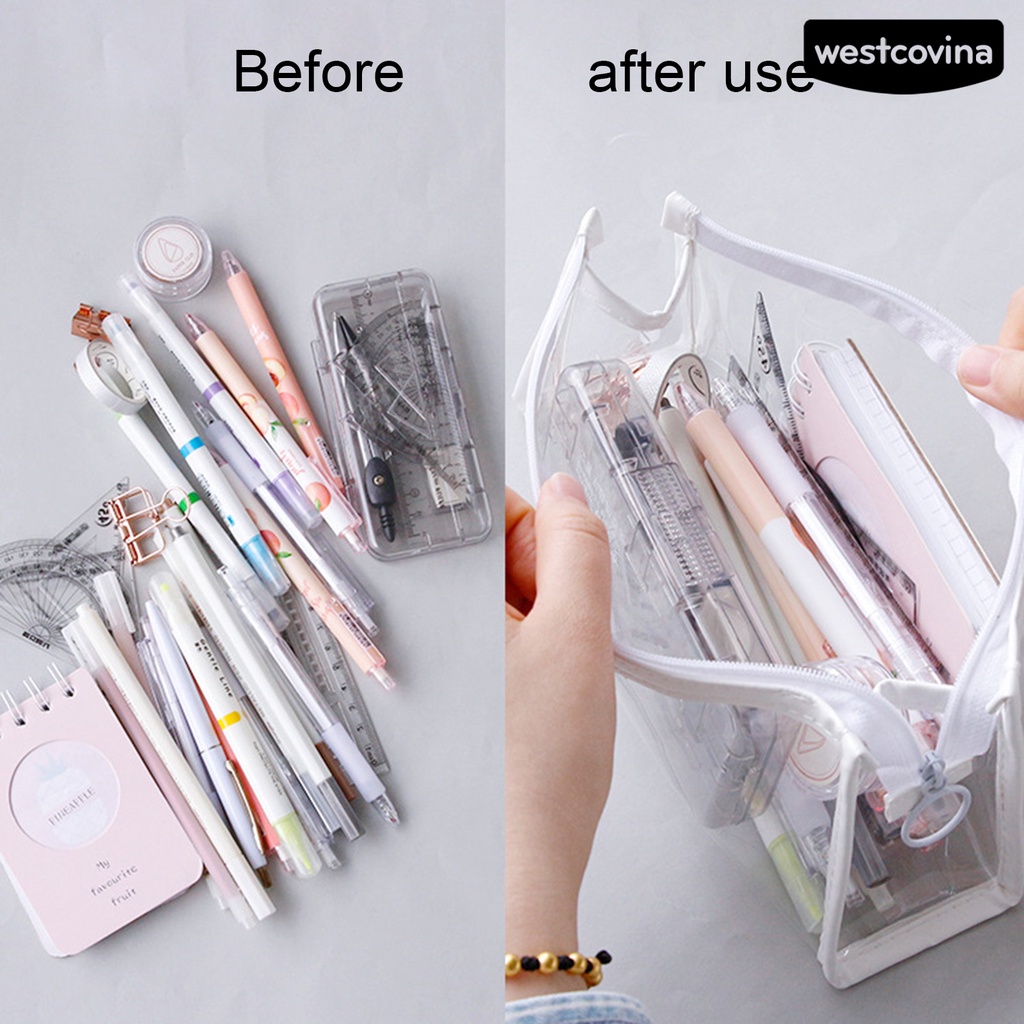 [COD]♪Túi Đựng Bút Trong Suốt Sức Chứa Lớn Phong Cách Hàn Quốc