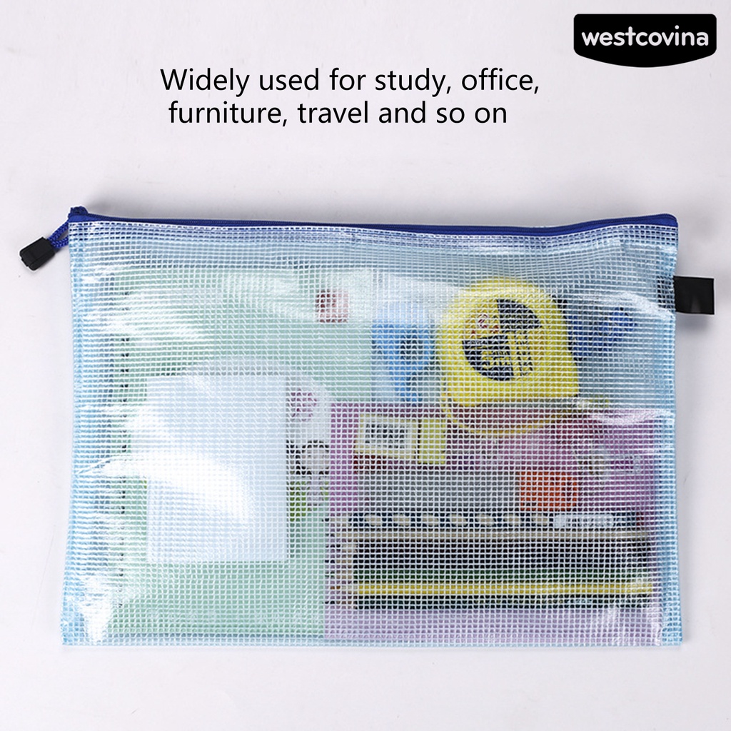 [COD]♪Set 5 Túi Đựng Tài Liệu Bằng PVC Chống Nước Đa Năng Có Khóa Kéo