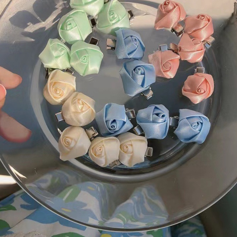 Set 5 Kẹp Tóc Hoa Hồng Chất Liệu Satin Cho Nữ