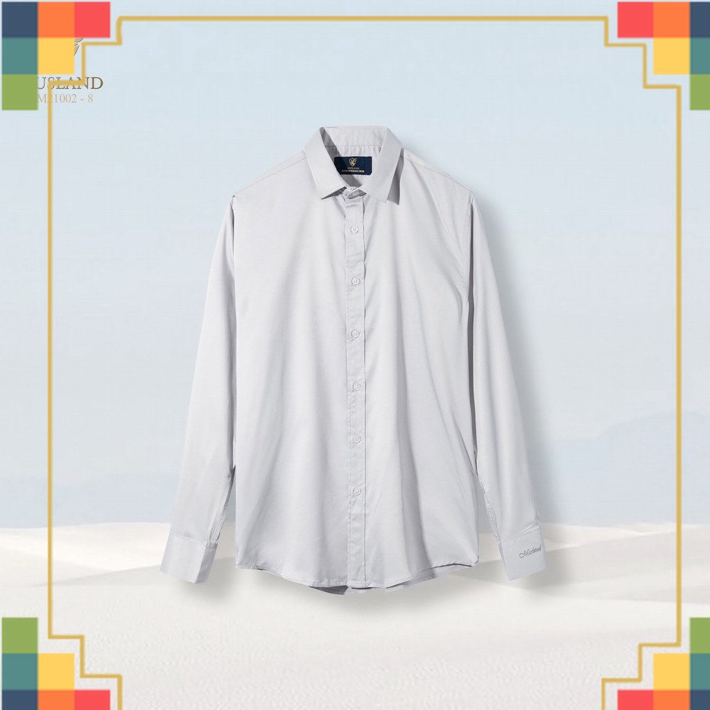 SHOP QAXK - Sơ Mi Nam Xám Trắng Trơn 1 Màu - Chuẩn Men - Năng Động - đã mặc Sơmi là phải không nhăn -SMML1E- - CHUẨN ĐẸP