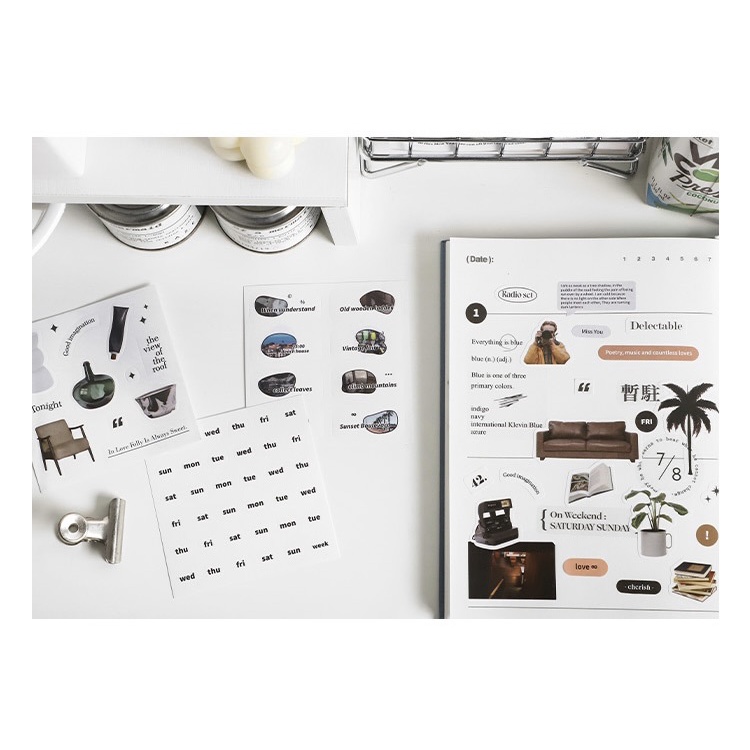 Set 50 tấm sticker Pieces of Life, bế sẵn, không trùng mẫu