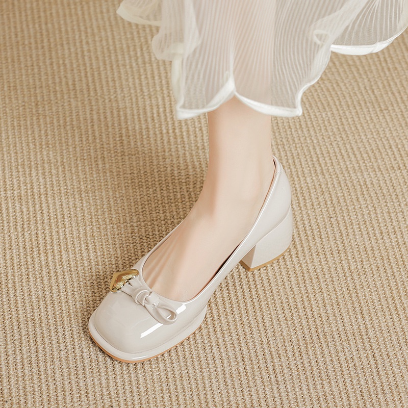 Giày Cao Gót Đính Nơ Phong Cách Nhật Bản Cho Nữ