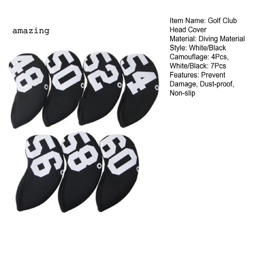 Bộ 4 / 7 Vỏ Bọc Bảo Vệ Đầu Gậy Đánh Golf 48-60 Độ In Số Màu Sắc Tươi Sáng Di Động Tiện Dụng