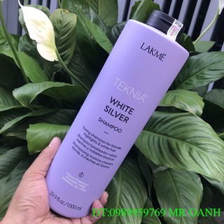 Dầu gội tím khử vàng cho tóc rất sáng hoặc bạc Lakme Teknia White Silver Shampoo 1000ml