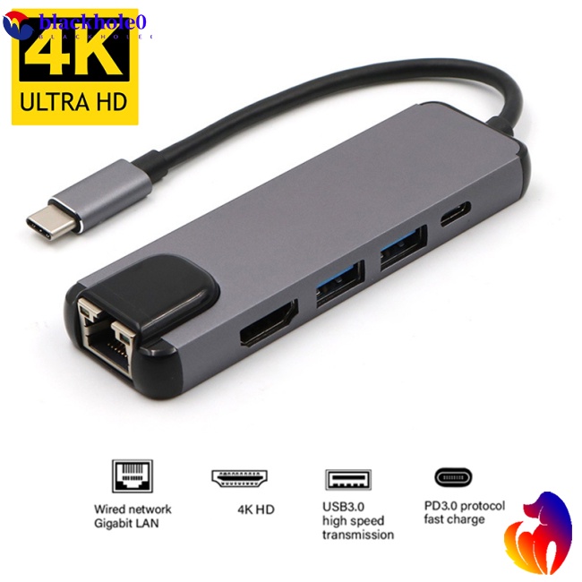 Bộ Chia Cổng Sạc Usb 3.0 Type c Sang Rj45 HD-MI 4k Thunderbolt 3 Usb-c Chất Lượng Cao