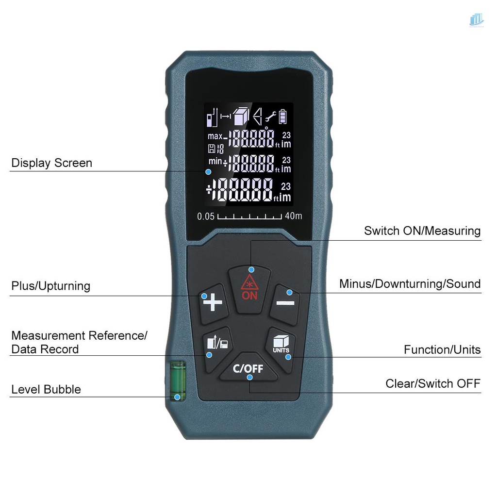 Máy Đo Khoảng Cách Bằng Laser Cầm Tay Màn Hình 1.6-inch LCD