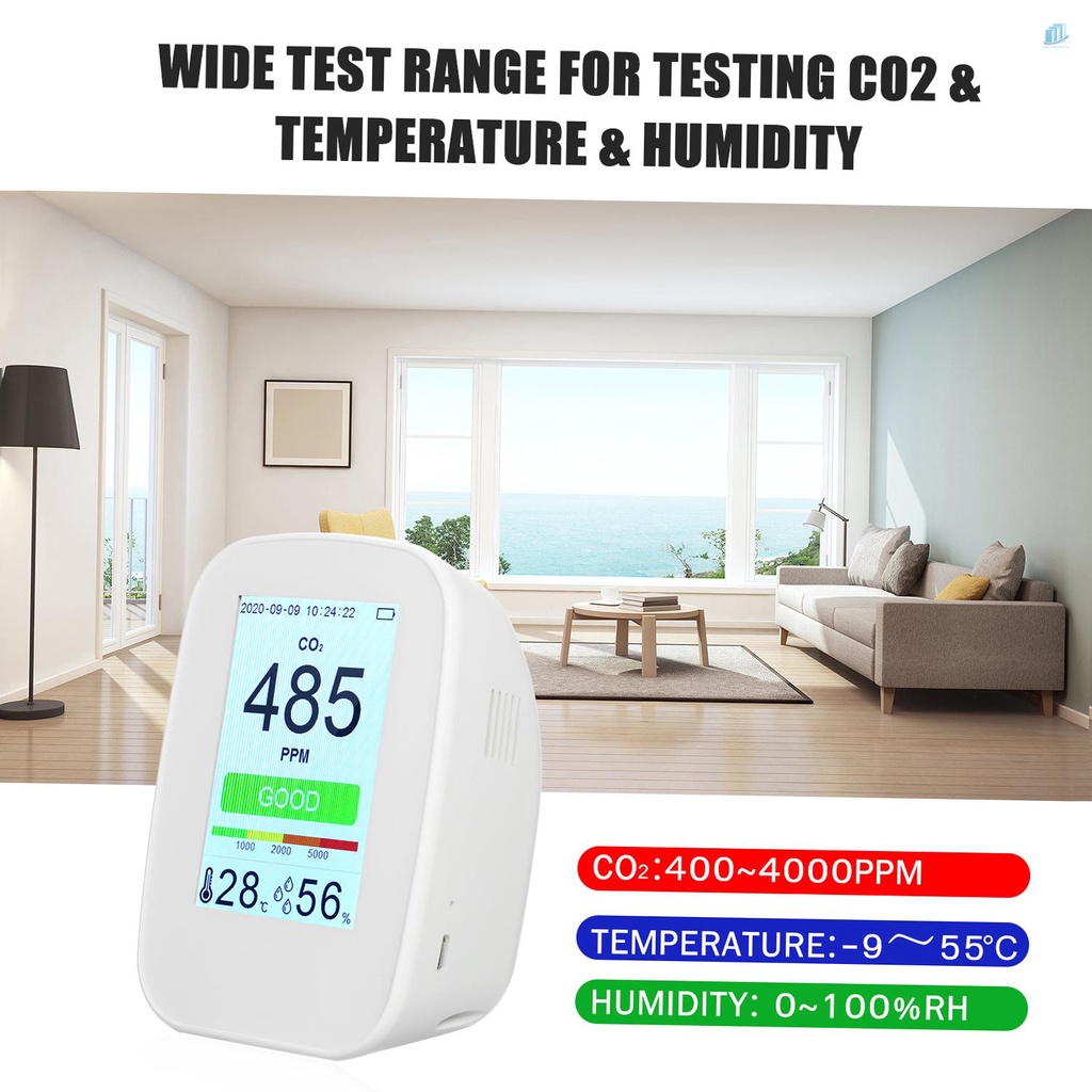 Thiết Bị Đo Độ Ẩm / Nhiệt Độ Không Khí CO2 / RH / Temp. 3 Trong 1 Đa Năng 3 Trong 1 Theo Dõi CO2 65534 Groups Data Logger Rech